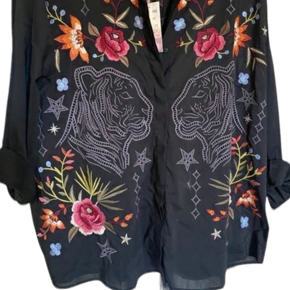 Johnny Was heavily embroidered omega shirt (oversized) NWT RARE - Picture 5 of 16